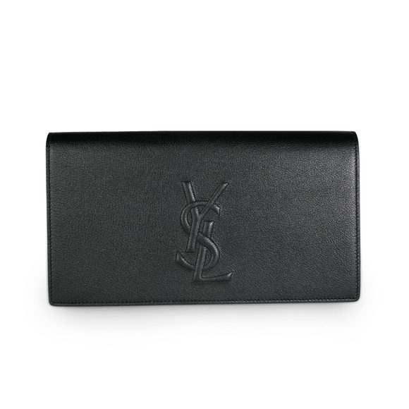 Yves Saint Laurent Black Grained Leather Large Belle De Jour Clutch - Picture 1 of 5